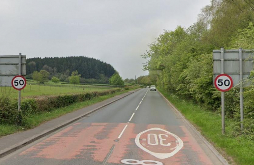 General street view of the A468 north of Newport.