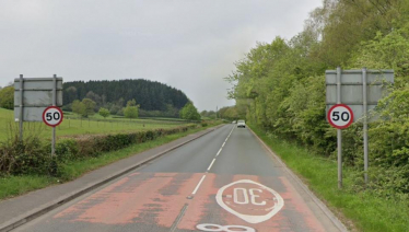 General street view of the A468 north of Newport.